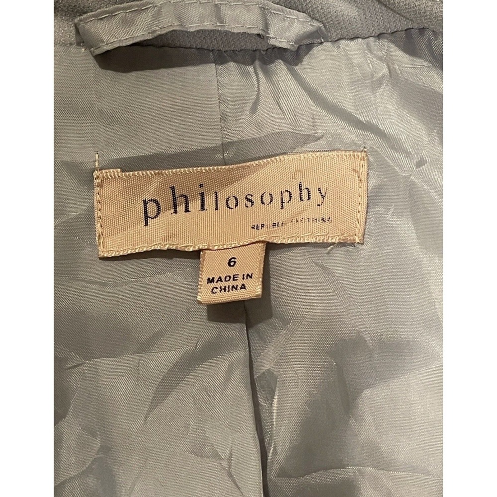 Philosophy Woman's Light Blue Open‎ Front Blazer Size 6 Business Casual - Picture 5 of 5